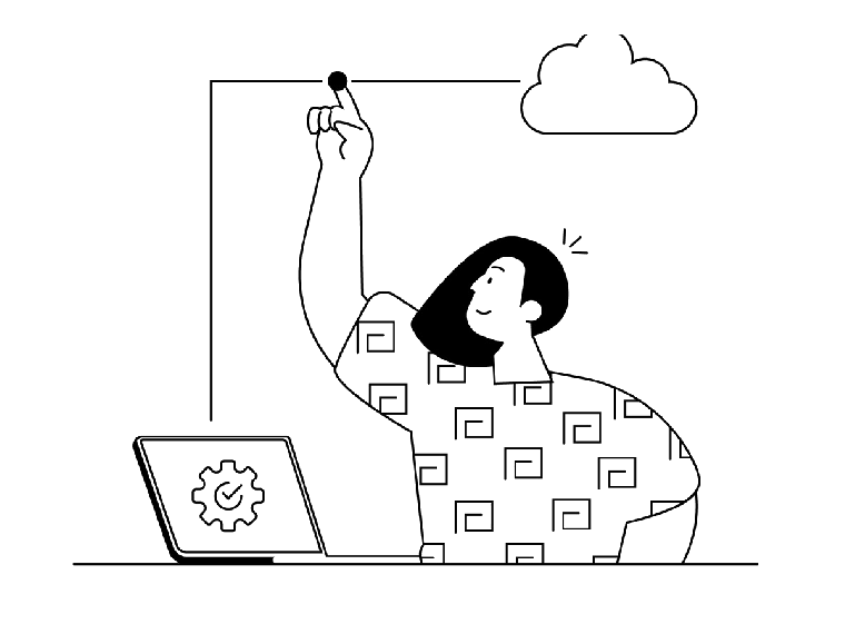 クラウドと業務システムを示すイラスト